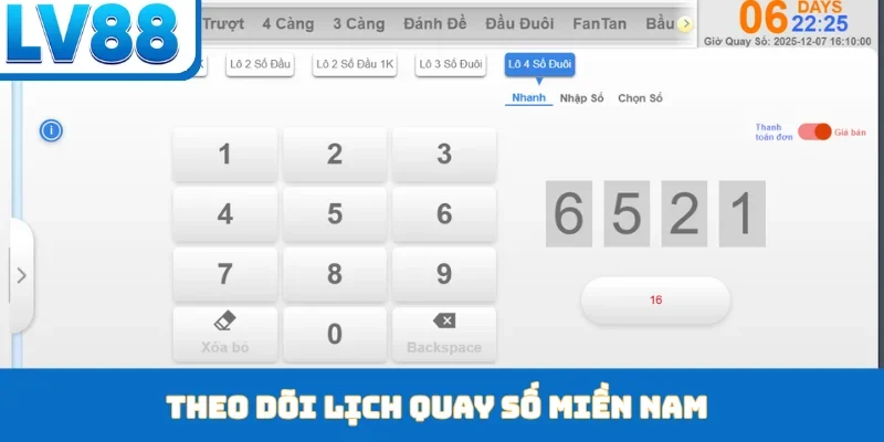 Theo dõi lịch quay số miền Nam
